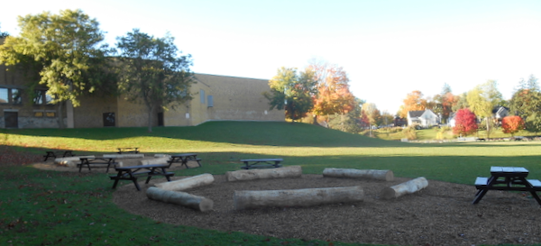 A local high school has added outdoor sitting areas for children as a response to COVID-19 policies.